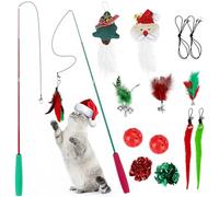 MEYDLL 16 Pièces Jouets pour Chat Interactifs avec Plumes - Jeu Intérieur pour Noël - Comprend Vers