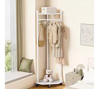 MEYEBP Porte-Manteau Porte-vêtements Doré Porte-Manteau sur roulettes avec Panier De Rangement, Porte-Manteau d'angle en Métal, Porte-Pantalon pour Couloir, Salon, Chambre à Coucher