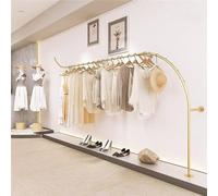 Meyebp Porte-vêtements Mural Tringle à Vêtements Porte-Manteau De Mariage Mural Industriel Moderne pour Magasin De Vêtements Boutique Créative Magasin De Vêtements Présentoir, Gold, 250cm Wide