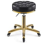 MEYEBP Tabouret Roulant Tabouret Pivotant, Tabouret De Coiffeur Réglable en Hauteur sur Roues, Tabouret Hydraulique Robuste en Métal avec Tige De Chaise Dorée pour Cuisine, Salon