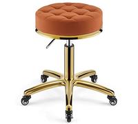 MEYEBP Tabouret Roulant Tabouret Pivotant, Tabouret De Coiffeur Réglable en Hauteur sur Roues, Tabouret Hydraulique Robuste en Métal avec Tige De Chaise Dorée pour Cuisine, Salon