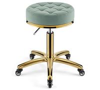 MEYEBP Tabouret Roulant Tabouret Pivotant, Tabouret De Coiffeur Réglable en Hauteur sur Roues, Tabouret Hydraulique Robuste en Métal avec Tige De Chaise Dorée pour Cuisine, Salon