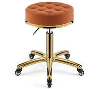 MEYEBP Tabouret Roulant Tabouret Pivotant, Tabouret De Coiffeur Réglable en Hauteur sur Roues, Tabouret Hydraulique Robuste en Métal avec Tige De Chaise Dorée pour Cuisine, Salon