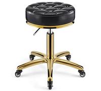 MEYEBP Tabouret Roulant Tabouret Pivotant, Tabouret De Coiffeur Réglable en Hauteur sur Roues, Tabouret Hydraulique Robuste en Métal avec Tige De Chaise Dorée pour Cuisine, Salon
