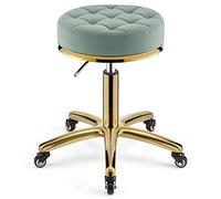 MEYEBP Tabouret Roulant Tabouret Pivotant, Tabouret De Coiffeur Réglable en Hauteur sur Roues, Tabouret Hydraulique Robuste en Métal avec Tige De Chaise Dorée pour Cuisine, Salon