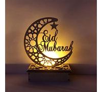 MEYENG Décoration LED Eid Ramadan Mubarak Décorations Ornement en Bois Musulman LED Croissant, Ramadan Veilleuse, pour L'Aïd Mubarak Islamique Musulman Festivals Mosquée Prière