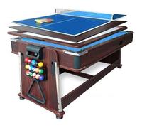 Meyer TableBillard - Table Multi-jeux 7FT - Billard Air Hockey Ping Pong - Couleur Bois - Multifonction