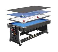 Meyer TableBillard - Table Multi-jeux 7FT - Billard Air Hockey Ping Pong - Noir - Multifonction