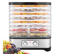 Meykey Déshydrateur automatique avec régulateur de température, déshydrateur pour aliments, viande, fruits, légumes, déshydrateur sans BPA (5 niveaux/370-450 W) (8 tray/bouton), argenté