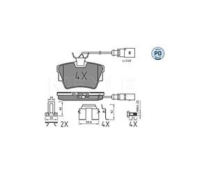 MEYLE Jeu de garnitures de frein, frein à disque 0252322416-1/PD Compatible avec: VW MULTIVAN T5, TRANSPORTER T4 Bus, TRANSPORTER T4 Kasten, TRANSPORTER T4 Pritsche/Fahrgestell (70E, 70L, 70M, 7DE