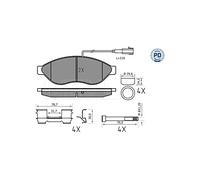 MEYLE Jeu de garnitures de frein, frein à disque 0252446819-2/PD Compatible avec: CITROËN JUMPER II Bus, JUMPER II Kasten, JUMPER II Pritsche/Fahrgestell, FIAT DUCATO Bus, DUCATO Kasten
