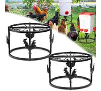 MeyRolizn Lot de 2 supports en métal pour mangeoire à poulet, support robuste pour mangeoire à poulet, seaux en fer, support de support pour poulailler, volaille, intérieur et extérieur (noir)