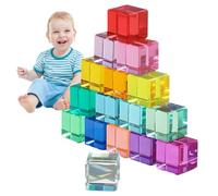 MeYuxg 16 Blocs Acryliques Arc-en-Ciel,Cubes colorés en Forme de Pierres précieuses,Cube Construction Enfant pour Enfants à partir de 3 Ans, Jeux d'empilage