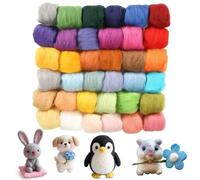 MeYuxg 36 couleurs de laine à feutrer à sec, 108 g de laine de conte de fées en laine de mouton pour feutrage humide et à sec, feutrage DIY, créations, laine à feutrer, kit de démarrage pour feutrage