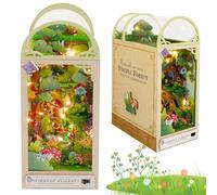 MeYuxg Book Nook Kit, Maison Miniature avec Meubles et Lumières LED, DIY Booknook Décoration, Puzzle Bois 3D Miniature, Serre-Livres d'art Diorama, Nook Book Idée Cadeau(Forêt de Lucioles)