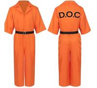MeYuxg Costume de prison, orange, avec menottes et ceintures, costume de prisonnier pour homme et femme, combinaison orange, costume pour Halloween et carnaval, fête, cosplay (L)