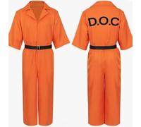 MeYuxg Costume de prisonnier - Orange - Avec menottes et ceintures - Costume de prisonnier pour homme et femme - Combinaison orange - Pour Halloween et carnaval, fête, cosplay (M)