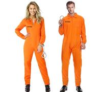 MeYuxg Deguisement Prisonnier, Costume de Prisonnier Orange avec Menottes,Deguisement Prisonnier Homme und Deguisement Prisonniere Femme, adaptée Fête Costumée de Carnaval d'Halloween, Cosplay (L)