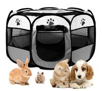 MeYuxg Enclos portable pour chiots et chats, 91 x 91 x 58 cm, pour l'intérieur et l'extérieur, convient pour chiens, chats et petits animaux, gris
