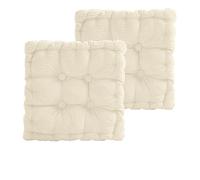 MeYuxg Galette de Chaise 40x40CM, Lot de 2 Carres Coussins de Chaise d'intérieur Exterieur, Coussin Fauteuil pour Salle à Manger, Salon, Bureau, Universel Coussin Chaise (Beige)