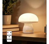 MeYuxg Lampe de table champignon - Tactile - Intensité variable - Lampe de chevet en forme de champignon - Avec horloge et minuterie - 3600 mAh - LED - Sans câble - Pour décoration de chambre à
