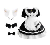 MeYuxg Maid Dress, French Maid Costume Mignonne et Espiègle,Maid Costume avec Nœuds Papillon, Tabliers, Coiffes, pour Halloween, Carnaval, Fêtes, Conventions de Bande Dessinée (XL)