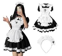 MeYuxg Maid Dress, Heart Shaped Anime French Maid Costume, Robe Maid Outfit avec Diadème et Tablier,Mignon Sexy Maid Costume Convient pour Halloween, Party, Cosplay, Carnavals(L)