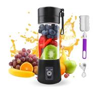 MeYuxg Mixeur Portable pour Smoothies, 400 ML Mini Blender avec 6 Lames en Acier Inoxydable, Smoothie Mixer Rechargeable Type-C avec Couvercle à Poignée, pour les Cuisines de Voyage(400ML, Noir)