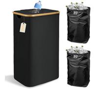 MeYuxg Poubelle tri Selectif 100L, Poubelle Recyclage Cuisine pour Bouteille Plastique, Avec 2 Sac à Main, Noir