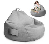 MeYuxg Pouf de Jeu XL,Housse Uniquement (sans Rembourrage),100 x 120 cm Bean Bag pour Adultes,ouf de Rangement pour Salon/Salle de Jeux pour l'extérieur et l'intérieur (Gris Clair)