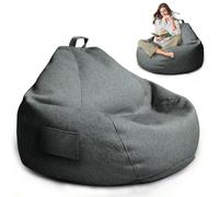 MeYuxg Pouf de Jeu XL,Housse Uniquement (sans Rembourrage),100 x 120 cm Bean Bag pour Adultes,ouf de Rangement pour Salon/Salle de Jeux pour l'extérieur et l'intérieur(Gris foncé)