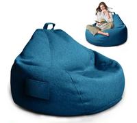 MeYuxg Pouf de Jeu XL,Housse Uniquement (sans Rembourrage),100 x 120 cm Bean Bag pour Adultes,ouf de Rangement pour Salon/Salle de Jeux pour l'extérieur et l'intérieur(Bleu foncé)