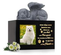 MeYuxg Urne pour Chat, avec Statue Ange de Chat en Résine et Pochette en Velours pour Ranger Cendres 25 Kg,Urne Chats Commémoratif pour Animaux de Compagnie Perdus (Chien)