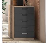 Meyvaser.com Ecommerce Company Commode avec 5 tiroirs, commode et fonctionnelle, couleur cambria et graphite, dimensions : 60 cm (largeur) x 103 cm (hauteur) x 43 cm (Fo)