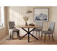 Meyvaser.com Ecommerce Company Table de salle à manger ovale en chêne avec pieds métalliques noirs - 140 x 80 x 75 cm - Design moderne et industriel en mélamine de 30 mm