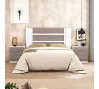 Meyvaser.com Ecommerce Company Tête de lit double avec pieds 160 cm + 2 tables de chevet avec 3 tiroirs, couleur Andersen pin gris, style moderne, format kit facile à monter