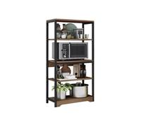 Meyvaser Étagère de cuisine haute avec étagères de rangement, Meuble de rangement, Meuble cuisine, cadre en métal noir, étagère industrielle pour micro-ondes 60 x 30 x 126 cm, couleur bois et noir