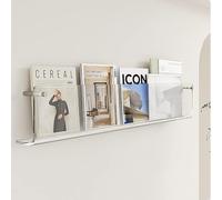 MEYVSAB Porte-revues mural en acrylique transparent - 120 cm - Document élégant pour la maison et le bureau - Support moderne pour brochures et solution de stockage de catalogue peu encombrante
