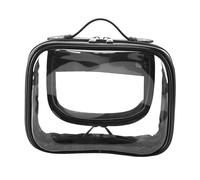 MEYZJRC Trousse de Toilette Transparente avec Fermeture éclair, Pochette à Maquillage En PVC pour Valise, Bagage Cabine, Noir