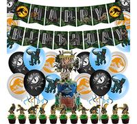 MEZHEN Ballons Jurassic Anniversaire Décoration Dinosaure Ballons en Latex Décoration de Gâteau Animaux Bannière Happy Birthday Fête d'anniversaire Deco Enfants 32 Pièces