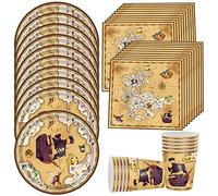 MEZHEN Decoration Anniversaire Pirates Kit Deco Anniversaire Pirates Décorations de Fête de Pirates Comprend Comprend Petit Pirate Assiette Serviette en Papier Gobelet en Papier 40 Pièces