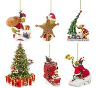 MEZHEN Ornements Grinch Décorations de Noël Grinch Pendentif décoration d'arbre de Noël pour La Fête de La Maison de Vacances 5 Pièces