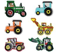 MEZHEN Patch Thermocollant Vetement Tracteur Dessin Animé Ecusson Thermocollant Enfant Patch Thermocollant Brodé Applique pour Accessoire Bricolage 12 Pièces