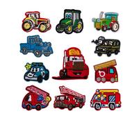 MEZHEN Patchs Thermocollants Tracteur Écusson Patch Brodé Autocollants Enfants Patchs Réparation Camion de Pompier pour T-Shirt Jeans Sacs Jupe Brodé