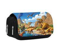 MEZHEN Scolaire Trousse à Crayons Dinosaures Capacité Sac à Crayons Double Couche Grande Capacité Crayon Sacs Dinosaures avec Double Fermeture Éclair Organisateur de Papeterie