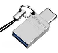 meZmory Clé USB-C 128 GO Duo - 2 in 1 < Type C et USB-A 3.0 > Etanche & Rapide - Extrêmement Résistante Fabriquée en Métal - Flash Drive 128GB Idéale sur Porte-clés en Argent