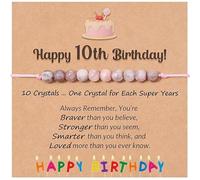 Mezrkuwr Cadeaux d'anniversaire pour les 10 ans des filles, Bracelet rose en pierre naturelle avec et carte message pour fille/petite-fille/nièce Birthday Gifts for Girls
