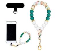 Mezrkuwr Dragonne en perles de silicone pour téléphone portable avec coussinets de cordon pour téléphone portable, bracelet élastique mains libres, chaîne de téléphone portable, pour la plupart des