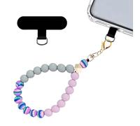 Mezrkuwr Dragonne en perles de silicone pour téléphone portable avec coussinets de cordon pour téléphone portable, bracelet élastique mains libres, chaîne de téléphone portable, pour la plupart des