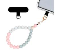 Mezrkuwr Dragonne en perles de silicone pour téléphone portable avec coussinets de cordon pour téléphone portable, bracelet élastique mains libres, chaîne de téléphone portable, pour la plupart des
